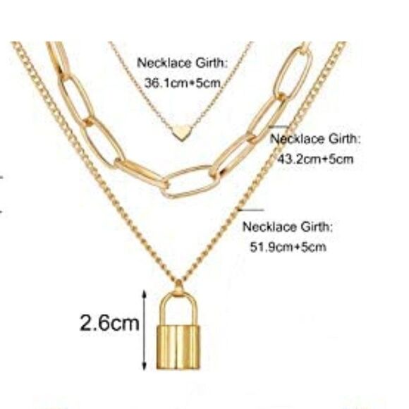 💫 BoHo Gold Tone Lock Key Layered Necklace🌻✨ - Picture 4 of 6